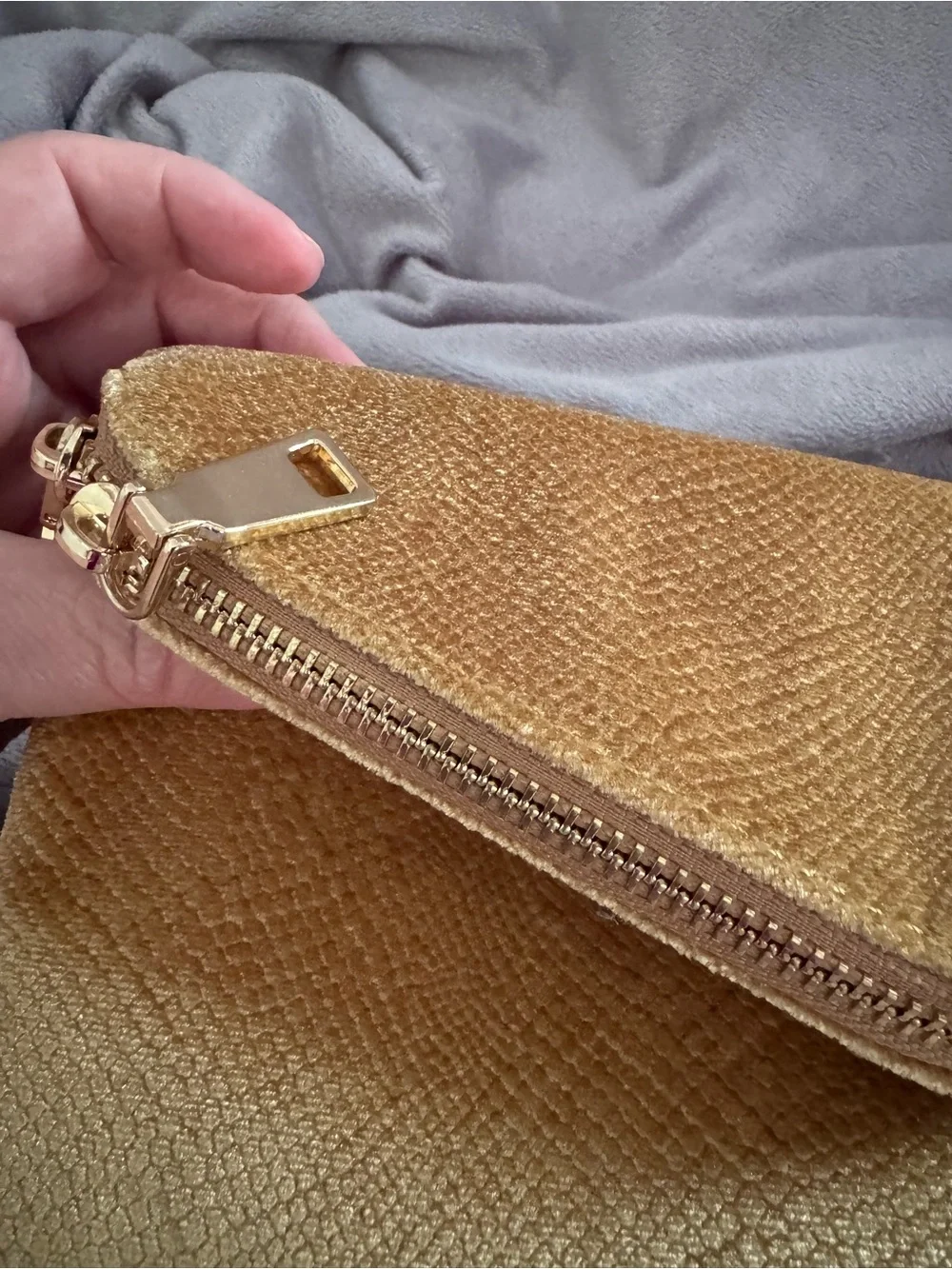 Madison West Gold Velvet Envelope Crossbody/ Clutch - Women Bags